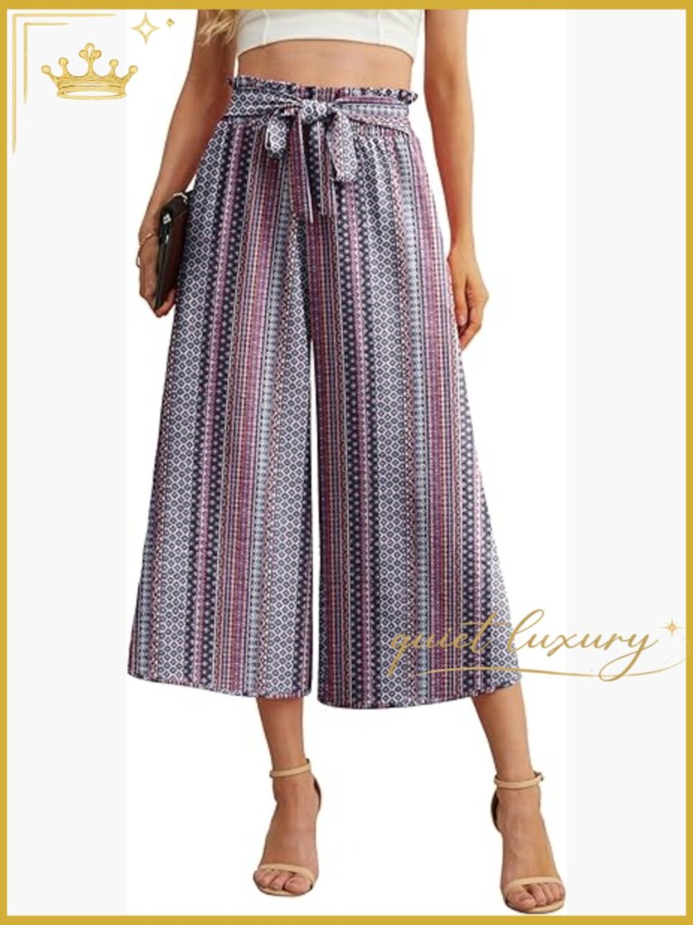 High Waist Wide Leg Pants with Pockets, Loose Flowy Trousers for Work or Beach